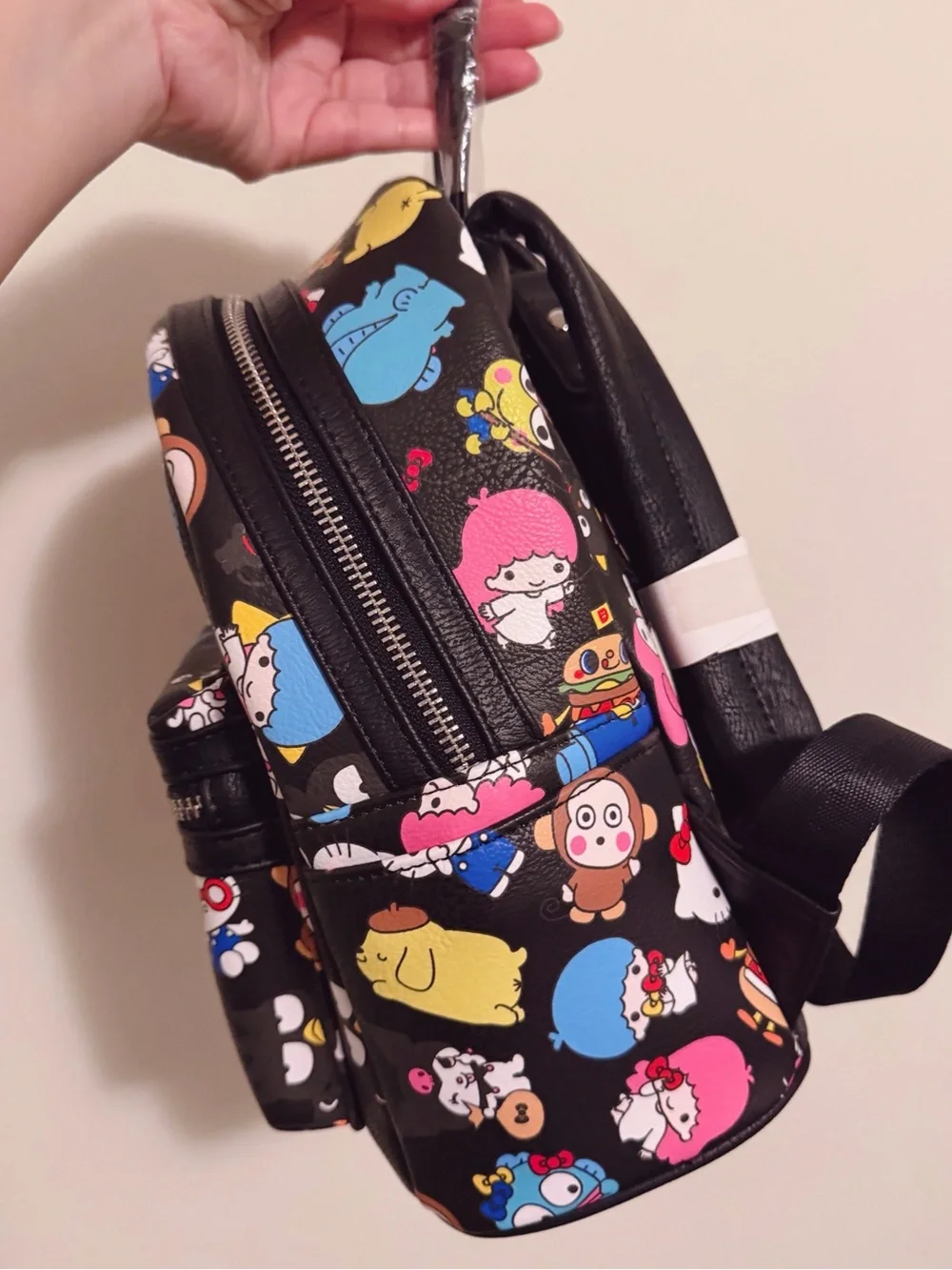 NWT LOUNGEFLY Sanrio Hello Kitty Mini Black Backpack All Over Print